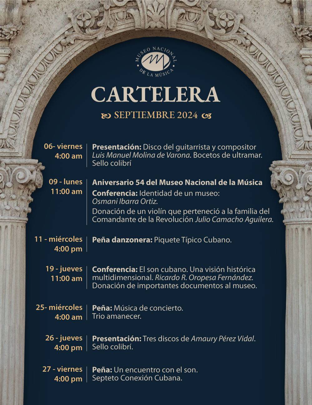 cartelera septiembre museo nacional de la música